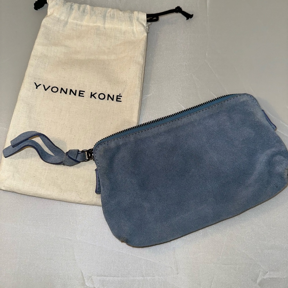 Yvonne Kone Italian Blue Suede Clutch Wallet